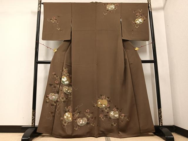 平和屋着物●訪問着　草花文　金彩　正絹　逸品　AABE4822ph