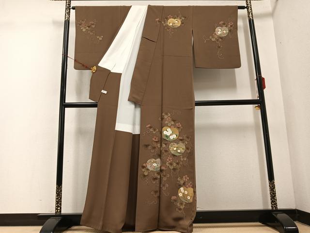 平和屋着物●訪問着　草花文　金彩　正絹　逸品　AABE4822ph