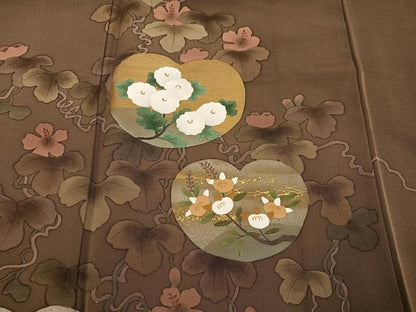 平和屋着物●訪問着　草花文　金彩　正絹　逸品　AABE4822ph