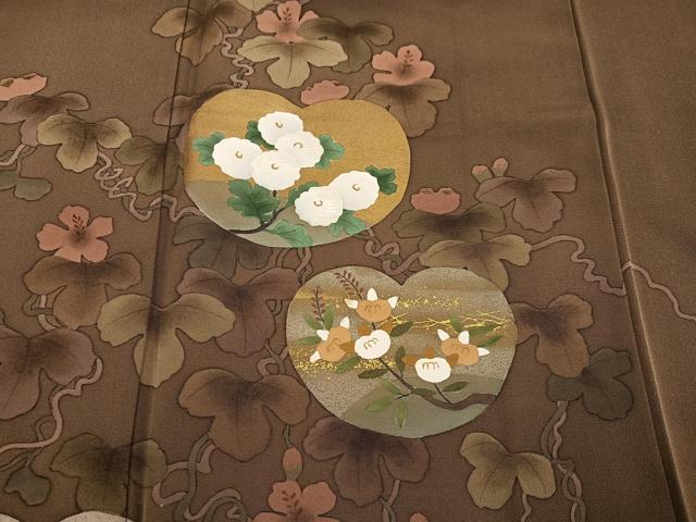 平和屋着物●訪問着　草花文　金彩　正絹　逸品　AABE4822ph