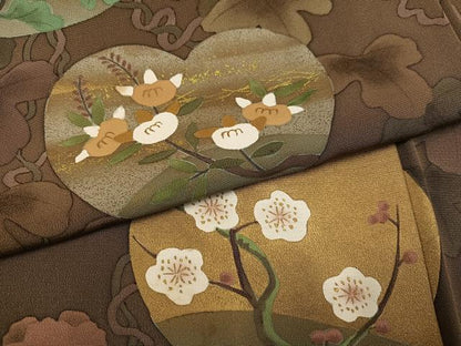 平和屋着物●訪問着　草花文　金彩　正絹　逸品　AABE4822ph
