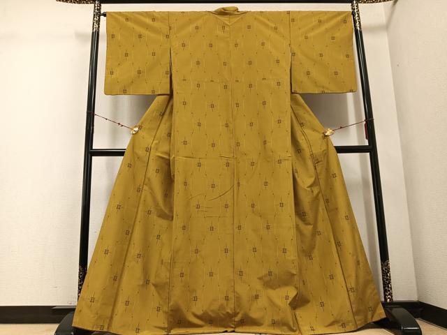 平和屋着物●上質な紬　琉球絣文様　正絹　逸品　AABE4829ph