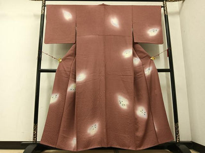 平和屋着物●上質な小紋 手描き 舞桜 暈し染め 正絹 逸品 AABE4830ph