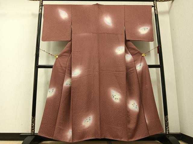 平和屋着物●上質な小紋 手描き 舞桜 暈し染め 正絹 逸品 AABE4830ph