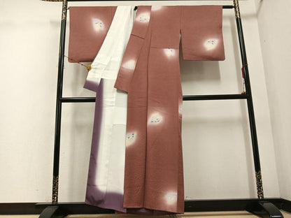 平和屋着物●上質な小紋 手描き 舞桜 暈し染め 正絹 逸品 AABE4830ph