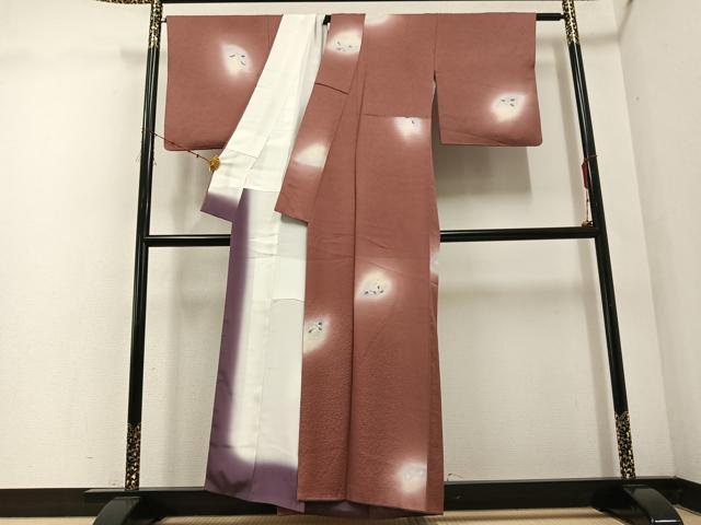 平和屋着物●上質な小紋 手描き 舞桜 暈し染め 正絹 逸品 AABE4830ph