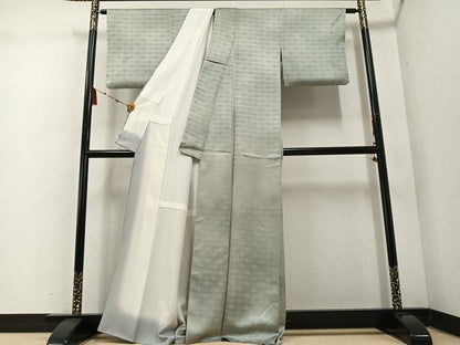 平和屋着物●上質な色無地 花地紋 蕎麦切色 正絹 逸品 AABE4832ph