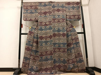 平和屋着物●上質な小紋 草花文 正絹 逸品 AABE4834ph