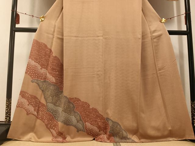 平和屋着物●訪問着　絞り　雪輪草花文　金彩　正絹　逸品　AABE4837ph