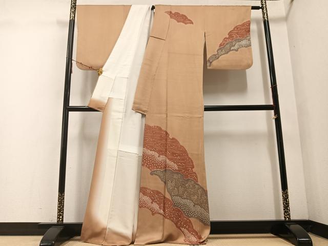平和屋着物●訪問着　絞り　雪輪草花文　金彩　正絹　逸品　AABE4837ph