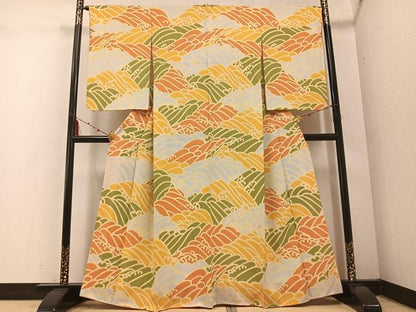 平和屋着物●訪問着　立波文　正絹　逸品　AABE4838ph