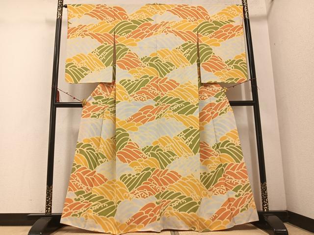 平和屋着物●訪問着　立波文　正絹　逸品　AABE4838ph