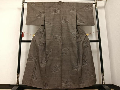 平和屋着物●本場大島紬　一元7マルキ　草花文　正絹　逸品　AABE4857ph