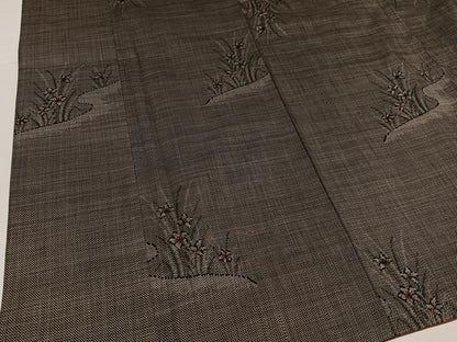 平和屋着物●本場大島紬　一元7マルキ　草花文　正絹　逸品　AABE4857ph