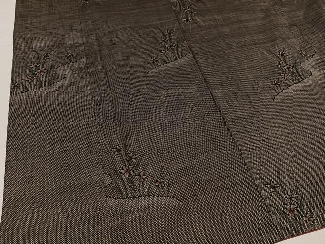 平和屋着物●本場大島紬　一元7マルキ　草花文　正絹　逸品　AABE4857ph