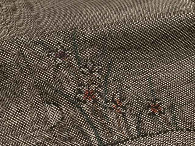平和屋着物●本場大島紬　一元7マルキ　草花文　正絹　逸品　AABE4857ph