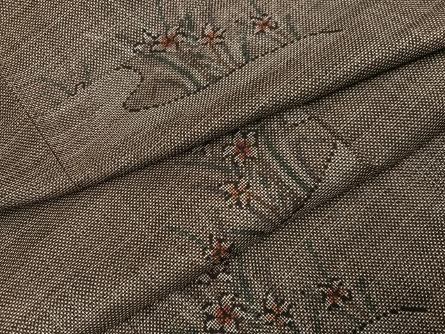 平和屋着物●本場大島紬　一元7マルキ　草花文　正絹　逸品　AABE4857ph