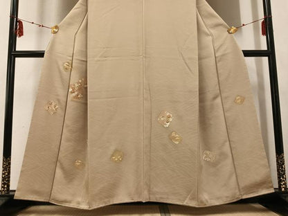 平和屋着物●訪問着 駒刺繍 雪輪色紙草花文 暈し染め 金彩 正絹 逸品 未使用 AABE4858ph