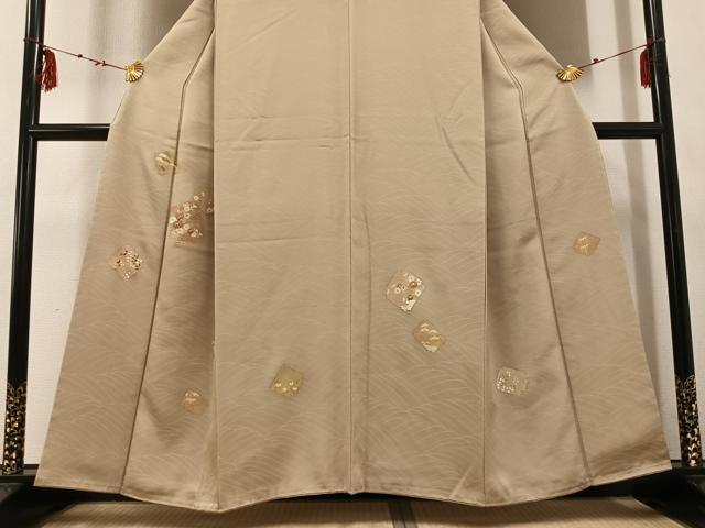 平和屋着物●訪問着 駒刺繍 雪輪色紙草花文 暈し染め 金彩 正絹 逸品 未使用 AABE4858ph