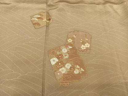 平和屋着物●訪問着 駒刺繍 雪輪色紙草花文 暈し染め 金彩 正絹 逸品 未使用 AABE4858ph