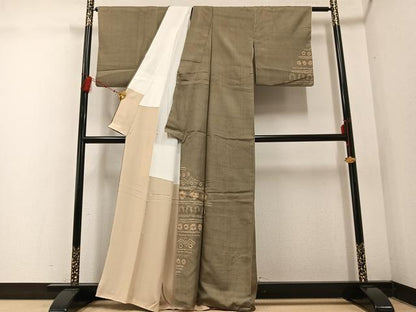 平和屋着物●訪問着　絞り　花　正絹　逸品　AABE4866ph