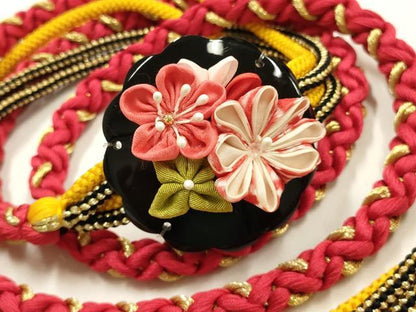 平和屋着物●和装小物 振袖用帯締め 装飾 つまみ細工 小田巻 金糸 逸品 AABE4910ay