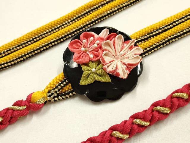 平和屋着物●和装小物 振袖用帯締め 装飾 つまみ細工 小田巻 金糸 逸品 AABE4910ay