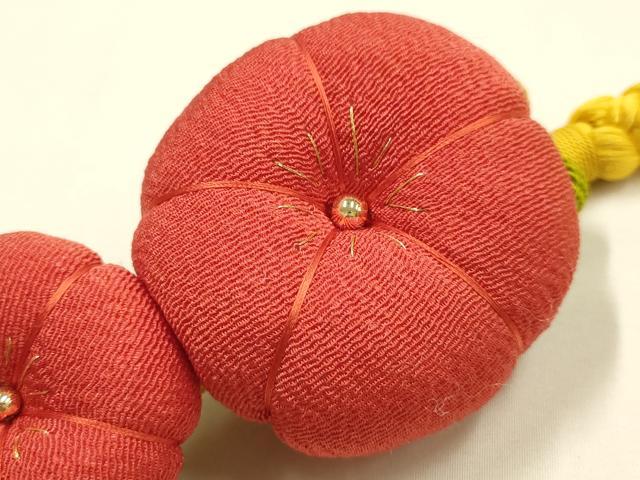 平和屋着物●和装小物　振袖用帯締め　装飾　ちりめん細工　金糸　撚り房　逸品　AABE4912ay