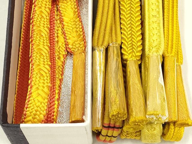平和屋着物●和装小物　上質な帯締め5本セット　黄八丈　逸品　全て未使用　AABE4969ay