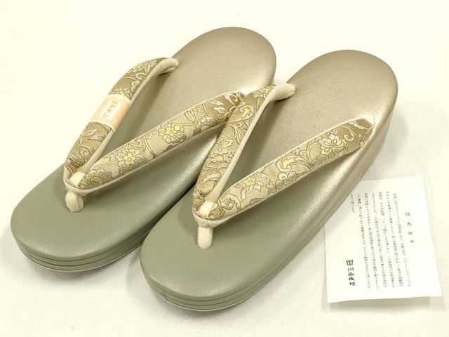 平和屋着物●西陣　川島織物謹製　和装小物　和装草履　瑞鳥唐草　金糸　しおり付き　逸品　未使用　AABE4995ay