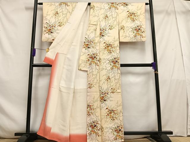 平和屋着物■上質な小紋 草花文 暈し染め 金彩 正絹 逸品 AABE5012oa
