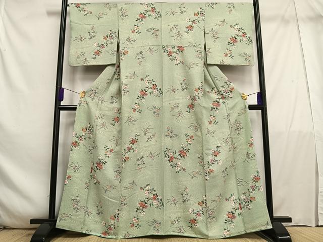 平和屋着物■上質な小紋 流水花文 金彩 正絹 逸品 AABE5013oa
