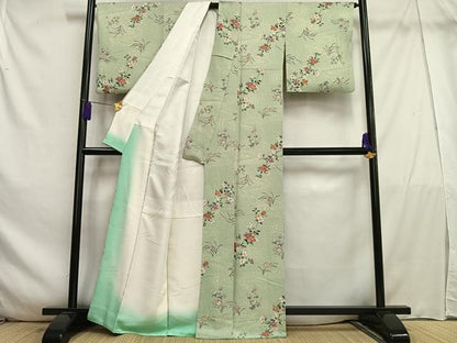 平和屋着物■上質な小紋 流水花文 金彩 正絹 逸品 AABE5013oa