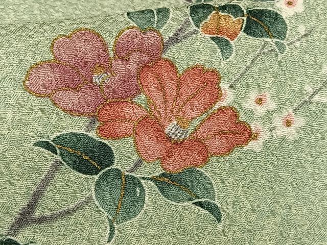 平和屋着物■上質な小紋 流水花文 金彩 正絹 逸品 AABE5013oa
