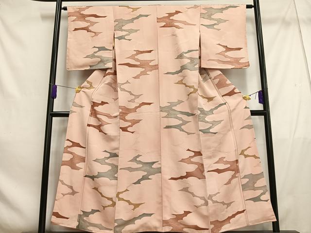 平和屋着物■上質な小紋 逆雲取り文 地紋起こし 正絹 逸品 AABE5015oa