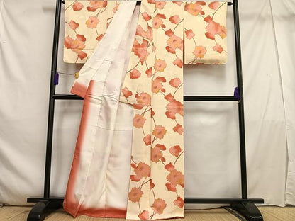 平和屋着物■上質な小紋　枝花文　地紋起こし　正絹　逸品　AABE5018oa