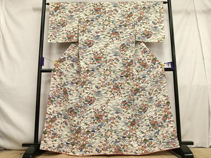 平和屋着物■上質な小紋　風景花文　正絹　逸品　AABE5038oa