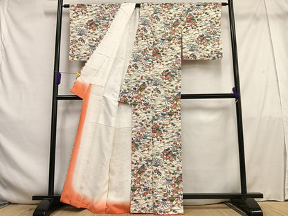 平和屋着物■上質な小紋　風景花文　正絹　逸品　AABE5038oa