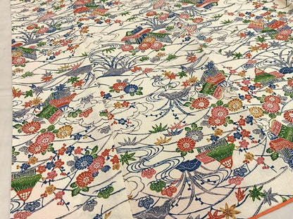 平和屋着物■上質な小紋　風景花文　正絹　逸品　AABE5038oa