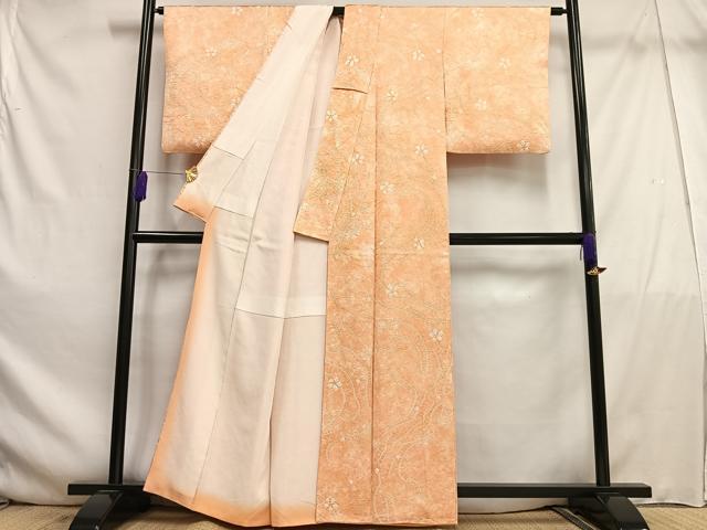 平和屋着物■上質な小紋　総絞り　流水花文　正絹　逸品　AABE5048oa