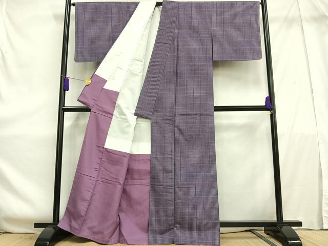 平和屋着物○上質な紬 変わり格子 小田急百貨店扱い 正絹 逸品 DAAS3495ps