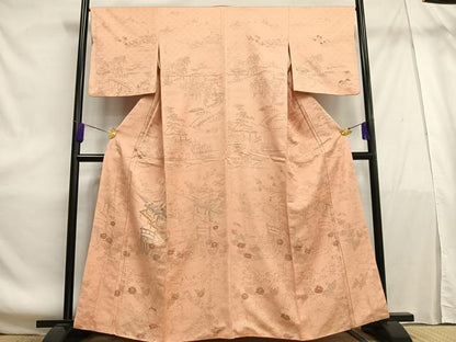 平和屋着物■訪問着 手描き 風景花文 正絹 逸品 AABE5115oa