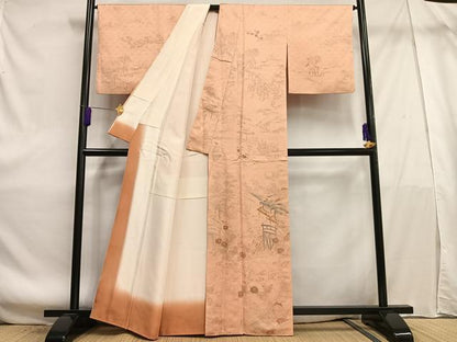 平和屋着物■訪問着 手描き 風景花文 正絹 逸品 AABE5115oa