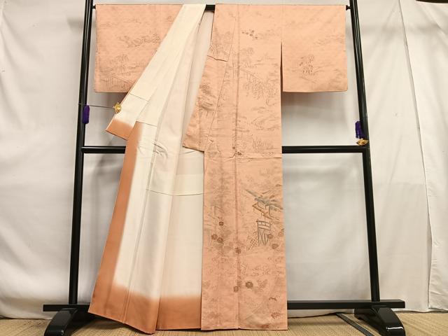 平和屋着物■訪問着 手描き 風景花文 正絹 逸品 AABE5115oa