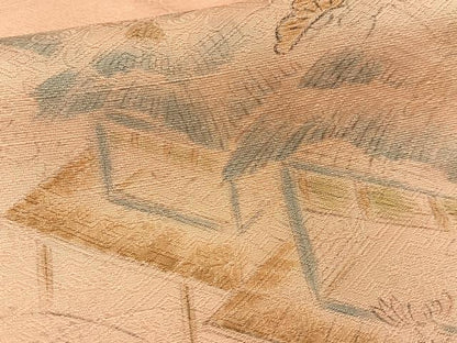 平和屋着物■訪問着 手描き 風景花文 正絹 逸品 AABE5115oa