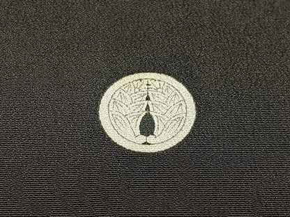 平和屋着物■アンティーク　大正ロマン　黒留袖　刺繍　鳳凰桐の花文　金糸　金彩　正絹　逸品　AABE5151oa