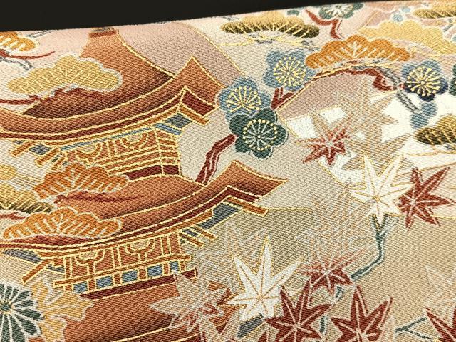 平和屋着物■豪華黒留袖　風景松竹梅文　金彩　正絹　逸品　AABE5154oa