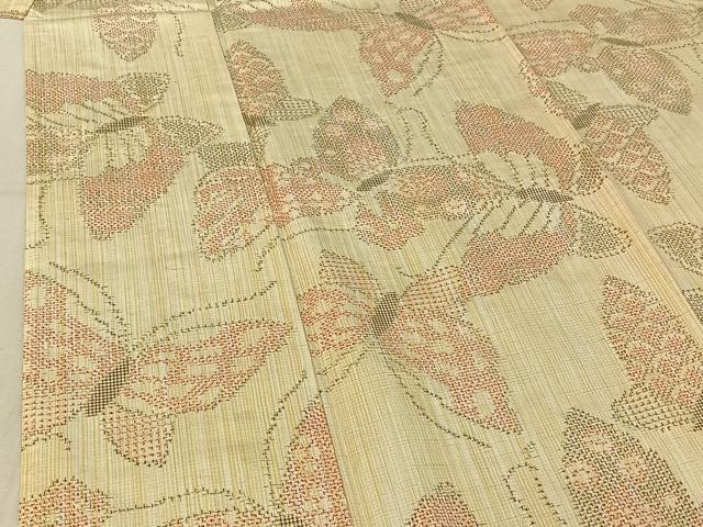 平和屋着物▽上質な紬 単衣 舞蝶文 正絹 逸品 AABE5161jh