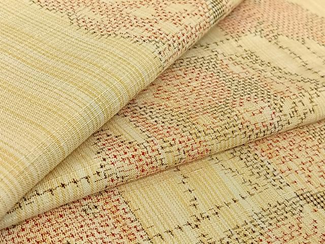 平和屋着物▽上質な紬 単衣 舞蝶文 正絹 逸品 AABE5161jh