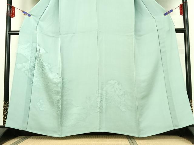 平和屋着物▽無地絵羽訪問着 単衣 風景地紋 瓶覗色 正絹 逸品 AABE5162jh
